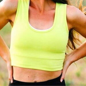 Zyia Active Stronger Tank Lime Green Cropped Athletic Top